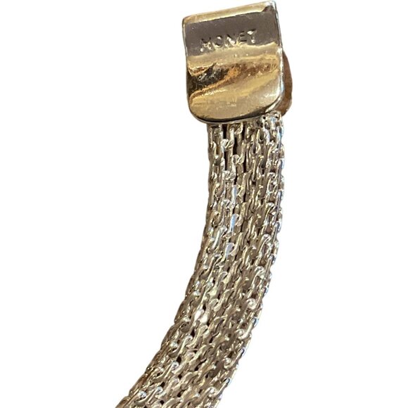Vintage Monet Silver Mesh Bracelet With Magnetic Clasp - Picture 5 of 6